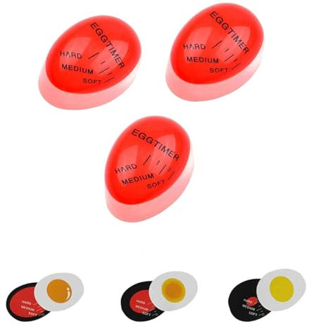 Yeeanno Egg Timer,3 Pcs Generic Egg Timers for Boiling Eggs Colour-Changing Time Timer,Reusable Kitchen Gadget Heat Sensitive,Boiling Tool Cooking Accessories,Eggs Safe Durable Kitchen Aid Tool