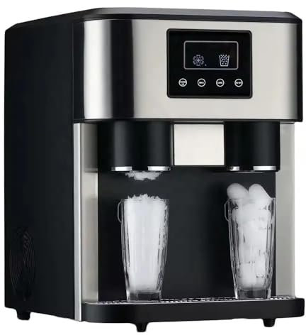 Máquina for hacer cubitos de hielo automática de 1,8 l, máquina for hacer hielo de encimera, panel táctil LCD, 16 cubitos de hielo en 9 minutos, 15 kg en 24 horas, dispensador de hielo picado/agua