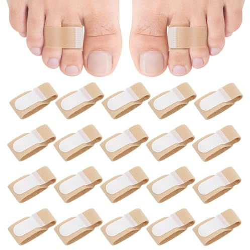 20 Pack Fabric Hammer Toe Corrector Toe Straightener for Women & Men, Broken Toes Splints Wraps, Toe Bandages Protectors for Curled, Crooked, Broken Toes Support (Skin Color)