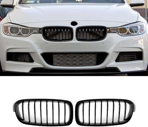 Gangying F30 F31 Kidney Grille for BMW 3 Series 2012-2018 | Sedan/Wagon,320i 328i 335i 320d,Single Slats,Gloss Black,Front,Replacement,Sport,ABS,Not for M3