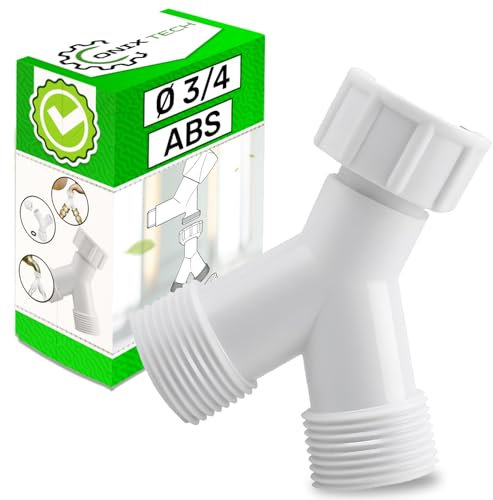 ONIX TECH Doppio Attacco Raccordo Scarico con Filettatura per Lavastoviglie e Lavatrice Ø 3/4” - Raccordo a Y Adatto a Collegare Il Tubo di Ingresso Acqua - Garanzia di 5 Anni