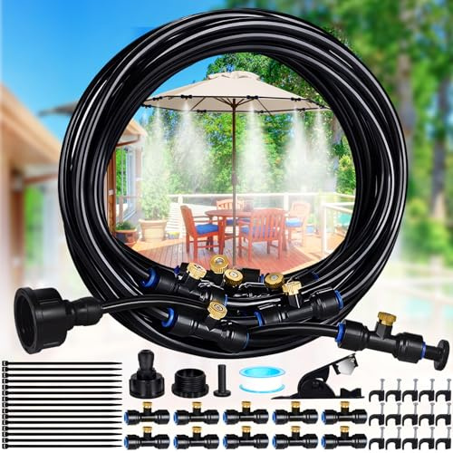 XUNIVERS10M Kit Nebulizador Jardín,Nebulizador Terraza Jardín, DIY Kit de Nebulización Terraza, Kit Nebulizador Terraza, Rociador de Terraza con Manguera Duradera y Boquillas Extraíbles para Giardino