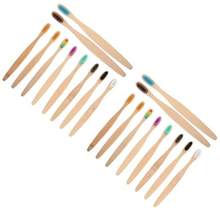 VALICLUD 2 Sätze Bamboo Zahnbürsten Umweltfreundliche Holzzahnbürsten Mit Sanften Borsten Für Erwachsene Natürliche Zahnreinigung Nachhaltig Und Langlebig Gegen Plaque Und 10 Stück * 2