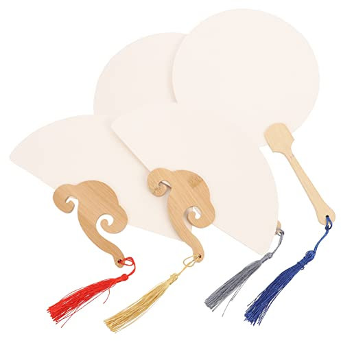 TOPPERFUN Ventagli Di Carta Bianchi Fai Da Te Per Graffiti, Set Da 4 Mini Ventagli Decorativi Vuoti Nappe Per Ragazzo Ragazza, Attività Creativa e Decorazione Per Cerimonie, Banchetti e Eventi