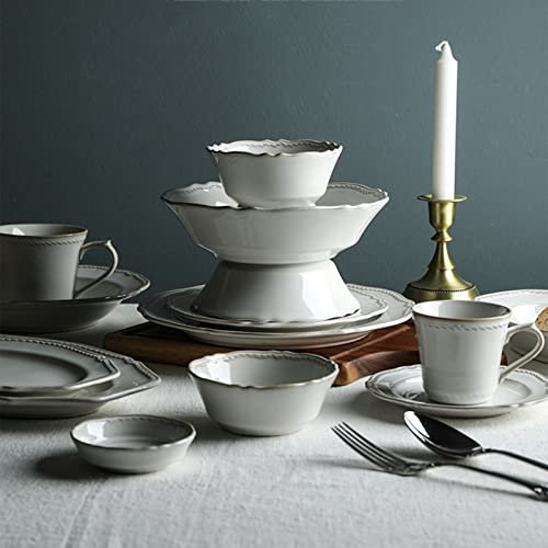 Palace Style 32-Piece Ceramic Dinnerware Set Kitchen Dishes Dinner Set Plates and Bowls Sets Porcelain Dinnerware Sets with Dinner Plates,