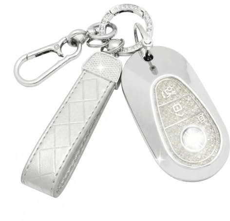 SparkleJoy Autoschlüssel Hülle mit Schlüsselanhänger Kompatibel mit Mercedes Benz C/E/G/S Klasse W223 W206 S300 S350 S400 S450 S350L S400L S450L S500L Schlüssel, TPU Schutzhülle Cover,Keyless