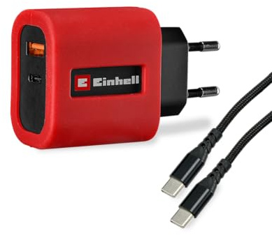 Einhell Original USB-Schnellladegerät | 65 W | Netzadapter mit USB-C + USB-A | USB-C-Kabel | Netzteil für diverse Geräte | Zubehör für TE-ES 18/150/1 Li-C