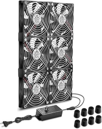 GDSTIME 6 x 120 mm Fan 230 V Dual 360 mm Case Fan 220 V PC Fan 3000 rpm DC 4 V-12 V Adjustable Speed for Computer Server Greenhouse