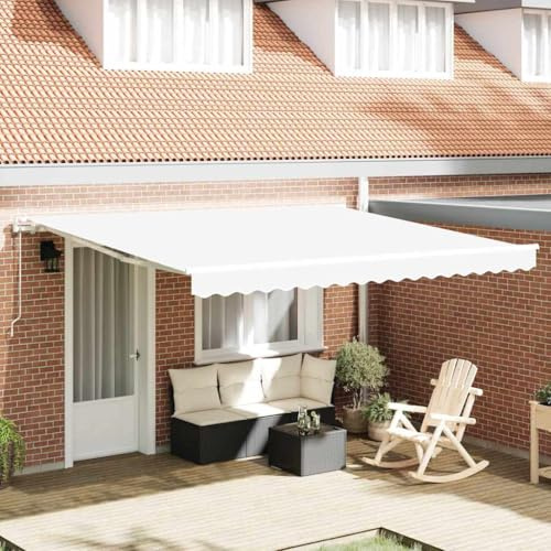 Tenda da sole retrattile, bianca, 400 x 300 cm, bianca, per terrazze, balconi, esterni, montaggio richiesto