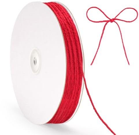G2PLUS 2MM Jute String Twine, 100M Red Natural Garden Twine for DIY Art and Crafts, Gardening Use, 3 Ply