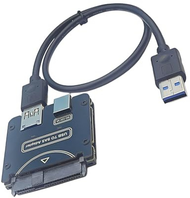 Arecobticy Externes SAS-Laufwerk mit USB-3.0-Schnittstelle liefert 5 Gbit/s Datenübertragung, funktioniert auf Windows 7/10/11 und benötigt 12-V-Netzteil, externe SASdisk-Adapter