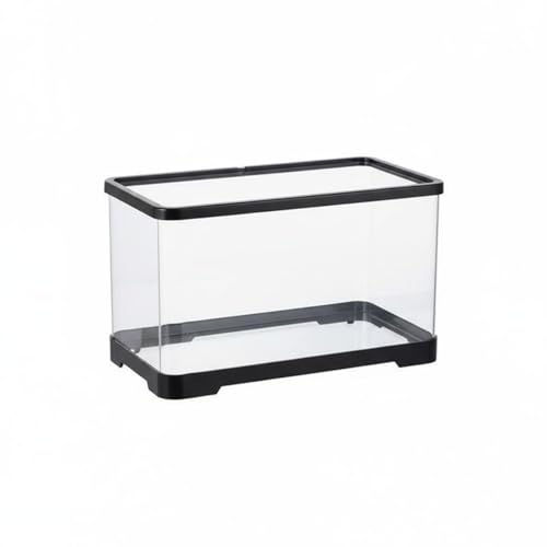 RoaQinFo Acrylic Terrarium Reptile Tank Enclosure Habitat With Sliding Cover And Ventilation For Wide View And Easy Access suitable for geckos scorpions hermit crabs newts desktop shelf, Black, L