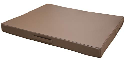 CopcoPet Hundematte Jumbo Mocca 100 x 80 x 8 cm – Robustes Kunstleder – Waschbar, abwaschbar, rutschfest & pflegeleicht – Für mittelgroße Hunde, Wohnung, Garten, Transportbox, Camping – Extra dick