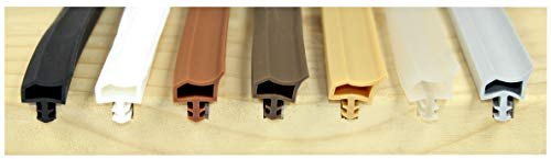SN-TEC Zimmertürdichtung/Türdichtung/Türgummi SNTD 3002 für 4mm Nut mit Anschlag Nase (10 Meter) Farbauswahl: Schwarz/Weiß/Braun/Dunkelbraun/Beige/Transparent/Grau (Weiß)
