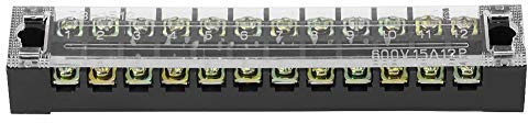 Schraubklemmenblock und vorisolierte Klemmleisten Klemmensperrstreifen Fünf Sätze Zweireihig 12 Positionen 600V 15A für Haushaltsgeräten Elektronischen Schaltkreisen Maschinen(12 Position)