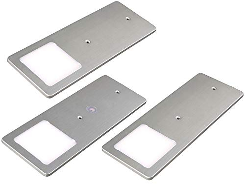 kalb | LED Unterbauleuchten silber 5W- sehr flache Küchenleuchte mit Touch-Dimmfunktion Einbaustrahler Einbauspot, Auswahl:3er Set neutralweiss