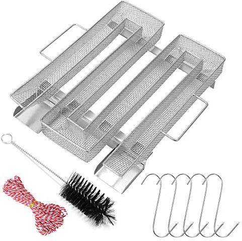 ZITFRI Kaltrauchgenerator Kaltrauch Kaltraucherzeuger Edelstahl Cold Smoke Generator zum Kalträuchern - Fleischhaken, Wurstgarn & Bürste - Food Meat Smoker für Kugelgrill, Smoker und Räucherofen