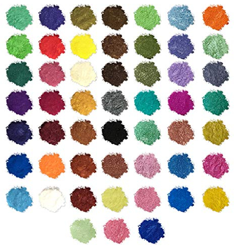 Mica Powder 52 Farben Harz Pigment Seife Farbe Natürliche Pigmente Glitter Mineral Epoxidharz Für Seife Machen Bad Bombe Kerze Kosmetik Lidschatten Nagellack Slime Make-up DIY Masken