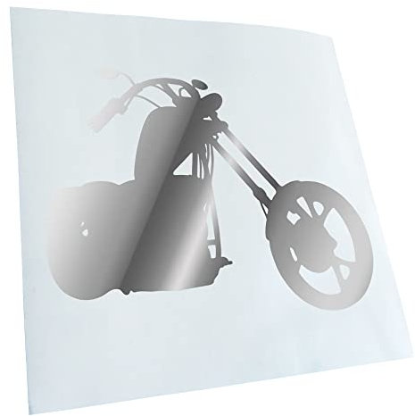 Kiwistar - Autoaufkleber - Chopper - Motorrad - Bike - Chrom - 24x18cm - Heckscheibe Auto Aufkleber wetterfest für Kfz LKW Mofa Truck - Sticker außen selbstklebend Tuning Zubehör für Fenster Fahrzeug