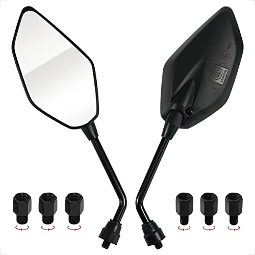 Evermotor Universal Motorcycle Handlebars Rearview Mirrors, E-Mark, M8 and M10-360° Adjustable Side Mirrors, Moped Accessories for Motorbikes, Quad, Mobility Scooters, ATVs, Honda