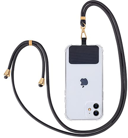 Ownest Compatible avec Cordon Telephone Portable ，Lanière de Téléphone Universelle Portable Bandoulière Réglable Cordon Téléphone Tour de Cou Telephone Compatible avec Tous Les Smartphones-Noir