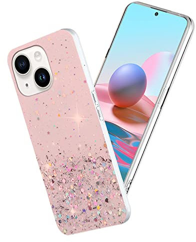 Brillante Custodia per Apple iPhone 13 Mini, Glamour Effetto Glitter per iPhone 13 Mini Cover Trasparente Silicone Sottile Leggero Morbida Elegante Case Regalo per Donne (Rosa)