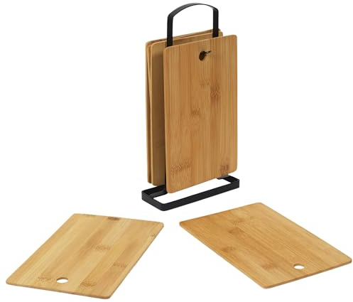COOK CONCEPT Set de 6 Planches à Découper en Bois Marron Pratiques | Set de 6, bois robuste, planches à découper, petit format, légumes fruits fromages, cuisine, durable, marron
