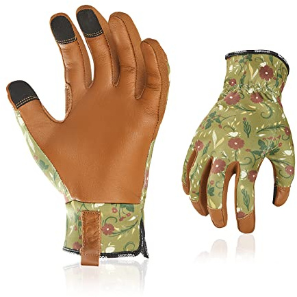 Vgo... 1 Paar Gartenhandschuhe für Damen, Arbeitshandschuhe，Sicherheitshandschuhe aus Ziegenleder,kratzfester Schutz，wasserfest（GA7476）