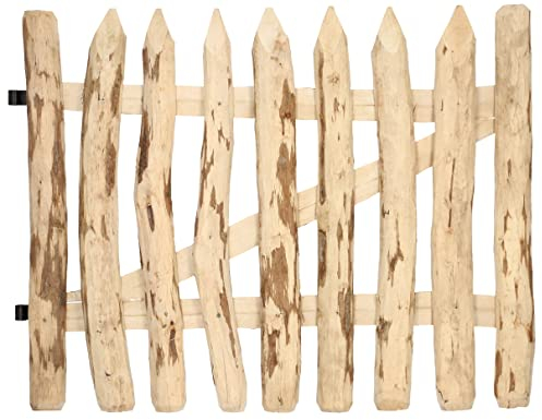 KOTARBAU® - Cancello da giardino in doghe in legno di nocciolo, per recinzioni a staccionata, 80 x 100 cm, con accessori