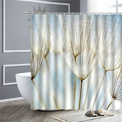 Jqynn Duschvorhang für Eckdusche und Kleine Badewanne, Bad Vorhang Textil aus Polyester Stoff Schimmelresistent Wasserabweisend und Waschbar, Schilf， 180x240cm mit Duschvorhangringen Shower Curtains