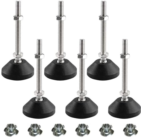 SHUIOG 6 Stück Stellfuß M8 x 80MM Einstellschraube, Möbelfuß Sockelfuß Kann Tragen Verstellbare Füße Stellschraube Stellteller Stellfuß Maximal 20 ° Neigung (6PCS M8 x 80mm)