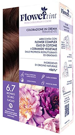 PUROBIO FLOWER TINT - COLORAZIONE 6.7 BIONDO SCURO CACAO IN CREMA PERMANENTE ECOBIO VEGANO