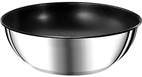 Tefal Ingenio Preference Wok Frying Pan 26 cm, Induction, Stainless Steel, Non-Stick Coating, Stackable, Dishwasher-Safe, Made in France L9737702, Grey