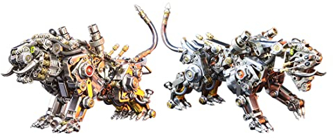 FUXE 3D Metall Puzzle Tiger Modellbausatz, DIY Mechanische Metall Bengal Tiger & Smilodon Deko, 3D Lasergeschnittenes Metal Puzzles Kit für Erwachsene und Kinder - 1350 Teile