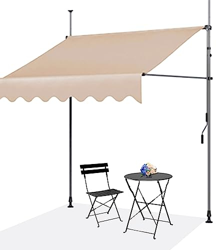 Klemmmarkise mit Handkurbel Balkon, Balkonmarkise ohne Bohren,Klemmmarkise Balkonmarkise Sonnenschutz mit Handkurbel, UV-beständig höhenverstellbar wasserabweisend, Sonnenschutz, Terrassenüberdachung