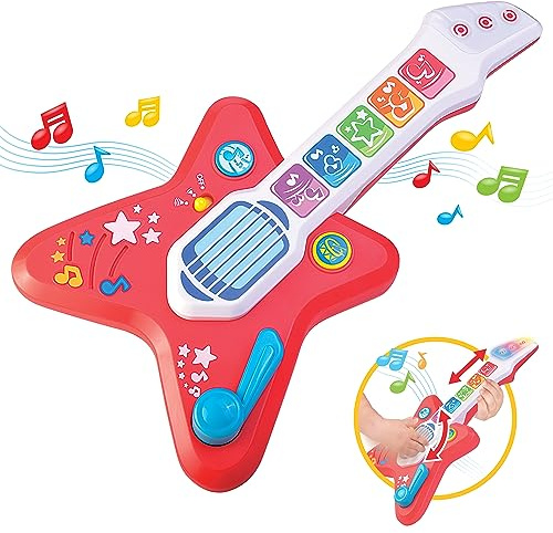 HAP-P-KID Magic Touch Guitar, Toddler Light Up Music Toy with Volume Control, Infant Touch Sensor Musical Instrument, 3 Modes of Play, Kids Toy Gifts for 12 18 24 Month, 1 2 3 Year Old Boys Girls