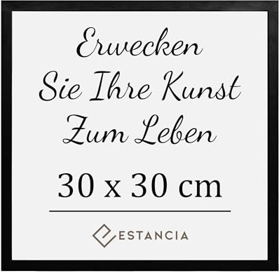 Estancia Schwarzer Bilderrahmen aus Kiefernholz 30x30 cm mit Bruchsicherem Acrylglas | Moderner Holzbilderrahmen 30 x 30 cm