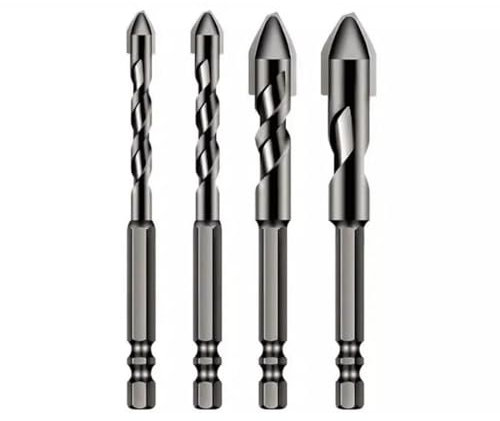 High Strength Oblique Head Eccentric Drill Bit,Metal Drill Bits,Tile Drill Bit,Eccentric Drill Bit,Professional Drill Bit,Multifunction Drill Bit Set for Tile,Brick,Plastic,Cement,Wood,Glass (4PCS)