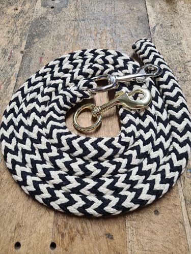 Jumbo Führstrick mit Karabiner Gold, schwarz Natur, 3m