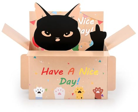ds. distinctive style Mittelfinger Katze Geburtstagskarte 3D Pop Up schwarze Katze Geburtstagskarte lustige Erwachsene Geburtstagskarten für Frauen