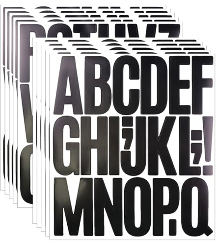 210 Stücke Aufkleber Buchstaben Groß, Selbstklebende Buchstaben Aufkleber und Punktierungsaufkleber für Mailbox, Scrapbooking, DIY und Dekorationskunst, 10 Blätter Schwarz