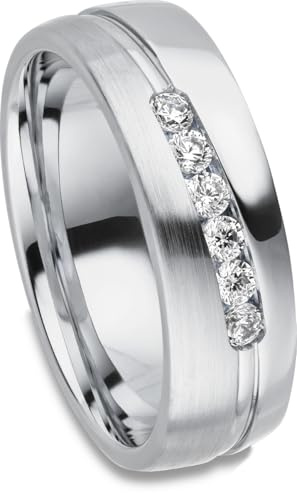 Kolibri Rings Damenring 6 Zirkonia Steine Sterling Silber 925 Ring Ehering Verlobungsring Partnerring Freundschaftsring - Inkl. Gravur und Etui