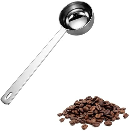 Kisstta Cuillère doseuse ronde en acier inoxydable - Miroir robuste - 5 ml - Pour petits pots à épices, rations sèches, liquides - 1 pièce - Argenté
