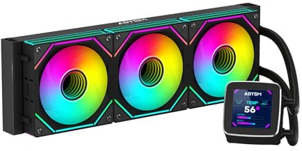 ABYSM Gaming Refrigeración Líquida OCEANIC 360 Black ARGB, con Pantalla LCD de 2,8’’ Personalizable, para Monitorear Temperatura del CPU, Velocidad de Ventiladores y Otros Parámetros
