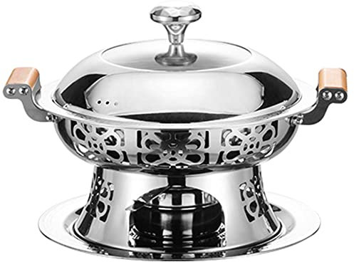 Pentola Shabu Tradizionale Cinese In Rame, Pentola Shabu Vintage, Pentola Ad Alcool Da 34 cm Con Manici In Faggio Pentola Shabu Shabu In Acciaio Inossidabile for Cucina Domestica Ristorante Feste Scal