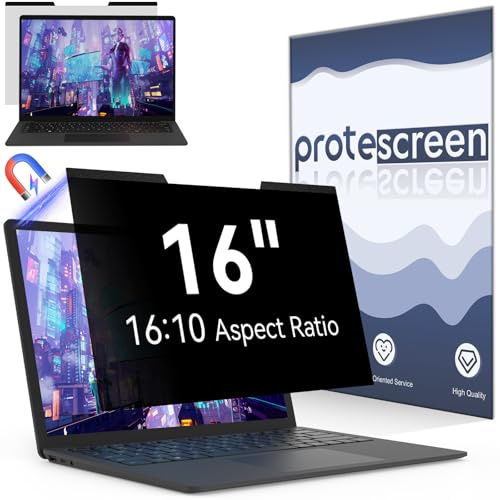 Protescreen Magnetischer Sichtschutz für Laptop 16 Zoll 16:10 Abnehmbarer | Anti Blaulicht Blendschutz Sichtschutzfolie, 16 Displayschutz Blickschutzfolie für Lenovo HP Dell Acer Samsung Asus