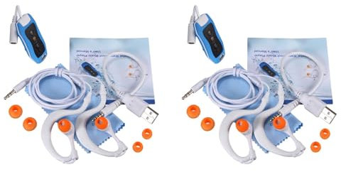 Pyugxab 2X 8GB MP3 Player Swimming Underwater Diving Spa + FM Radio Waterproof Headphones Blue