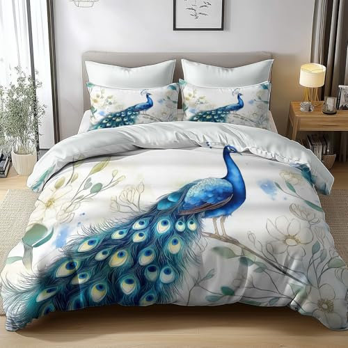 Generisch Wendebettbezug Tierfotografie Heidekraut Rehwild Bettwäsche 135 x 200 cm Bettwäsche Set, Weiß Flauschig Warm Sanft Bettbezug, mit ReißVerschluss Und EckbäNdern + 2 Kissenbezug 80 x 80 cm