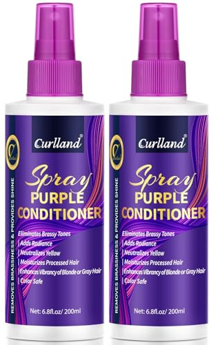 2 PCS Spray Après-shampooing Violet - Bombe Cheveux Violet pour Patine Cheveux Blond et Cheveux Gris, Formule Légère | Élimine les Reflets Jaunes et Dépôts de Couleur, Répare les Mèches Abîmées
