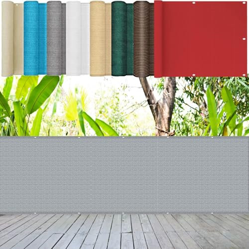 Pantalla de Balcón 140 x 550 cm 220G/M² Densidad HDPE UV Protección Transpirable, Fácil Instalación Pantalla HDPE para Balcón para Jardín, Vayas O Piscina, Gris